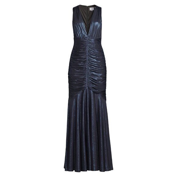 ONE33 Social Mermaid Silhouette Gown in Blue Metallic - Size 4, New with Tags - Picture 3 of 10